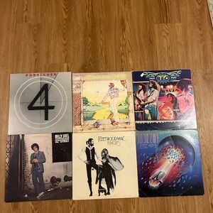 6 Rock Vinyl Records - Elton John, Fleetwood Mac, Journey, Foreigner, Billy Joel